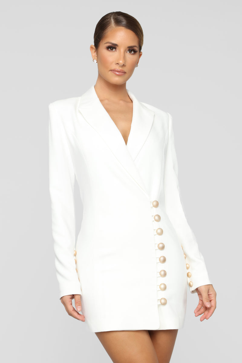 Boss Lady Blazer Dress - Off White ...